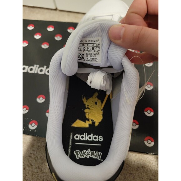 Adidas Advantage x Pokemon Cloud White Men's 10.5 Pikachu Lightning NWT and Box - Picture 6 of 16